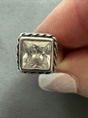 Silpada Silver Ring with Clear Square Stone